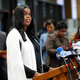 Cook County State’s attorney Kim Foxx speaks with reporters and details the charges against R. Kelly’s first court appearance on February 23, 2019 in Chicago, Illinois.
